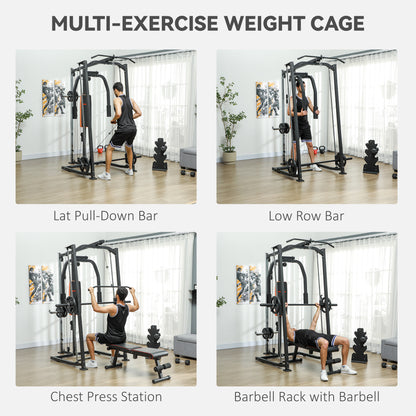 Smith 3 In 1 Power Cage With Dual Cable Pulley System Squat Rack