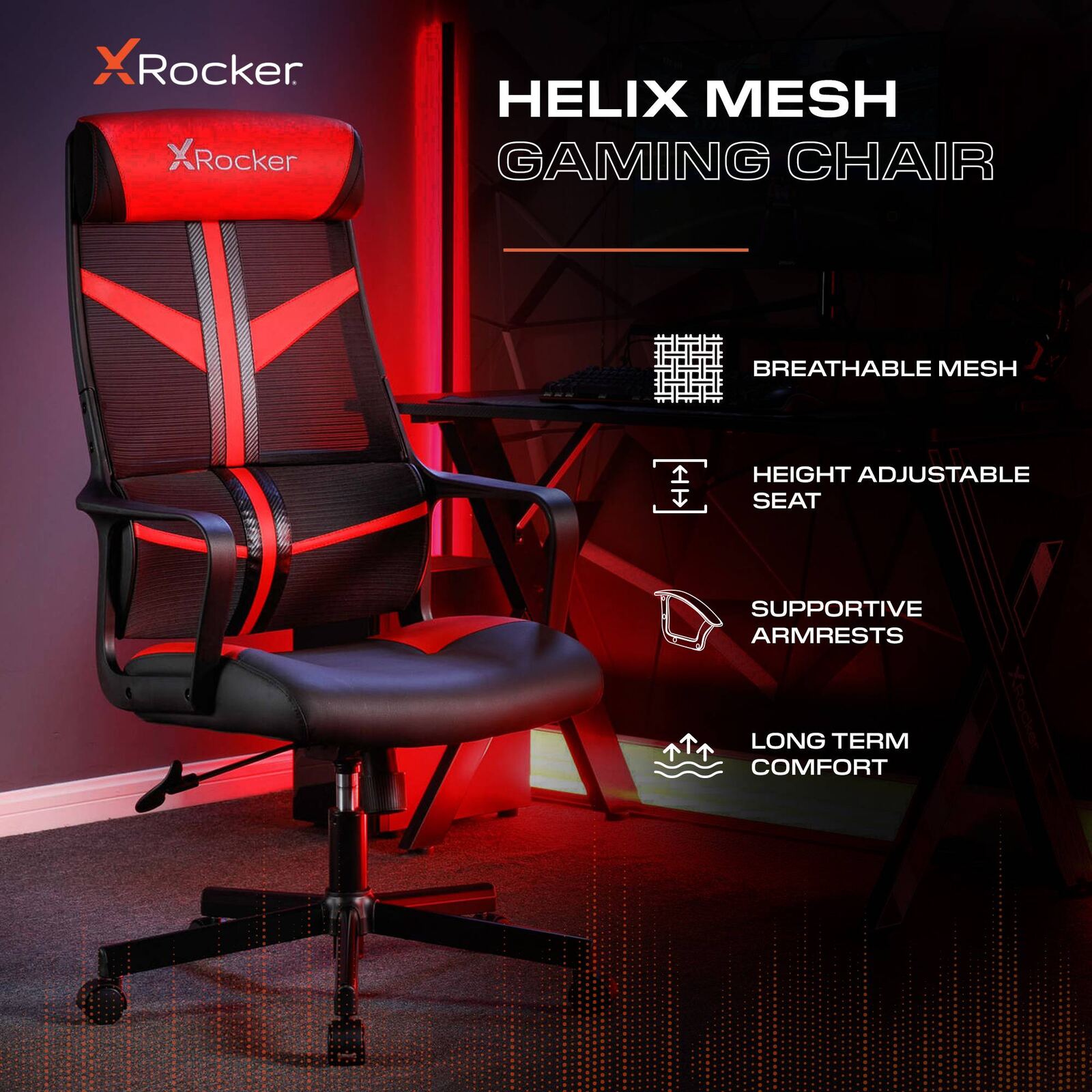 Helix Ergonomic Mesh Hybrid Gaming Office Chair - Breathable Comfort & Support