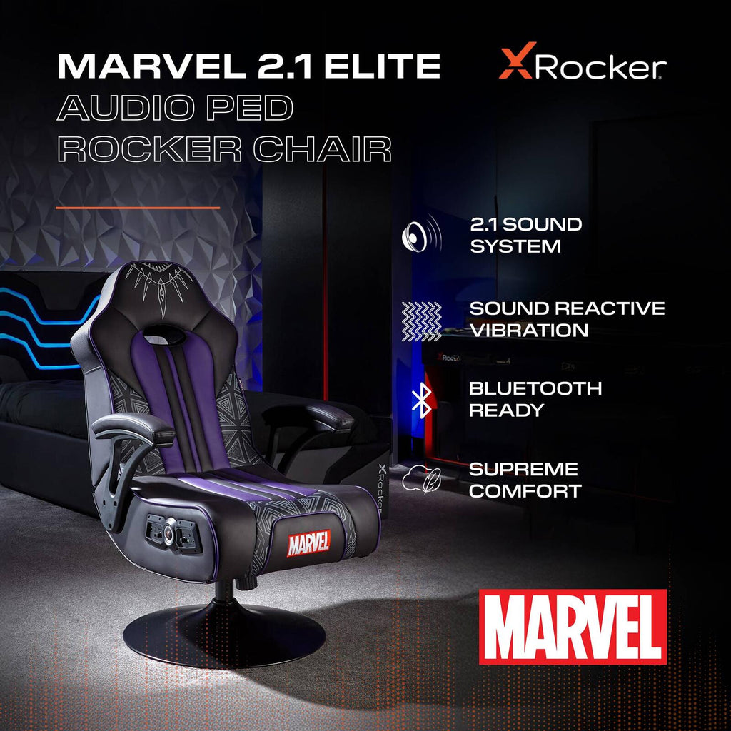 Officially Licensed Marvel Black Panther Elite Pedestal 2.1 Audio Gaming Chair