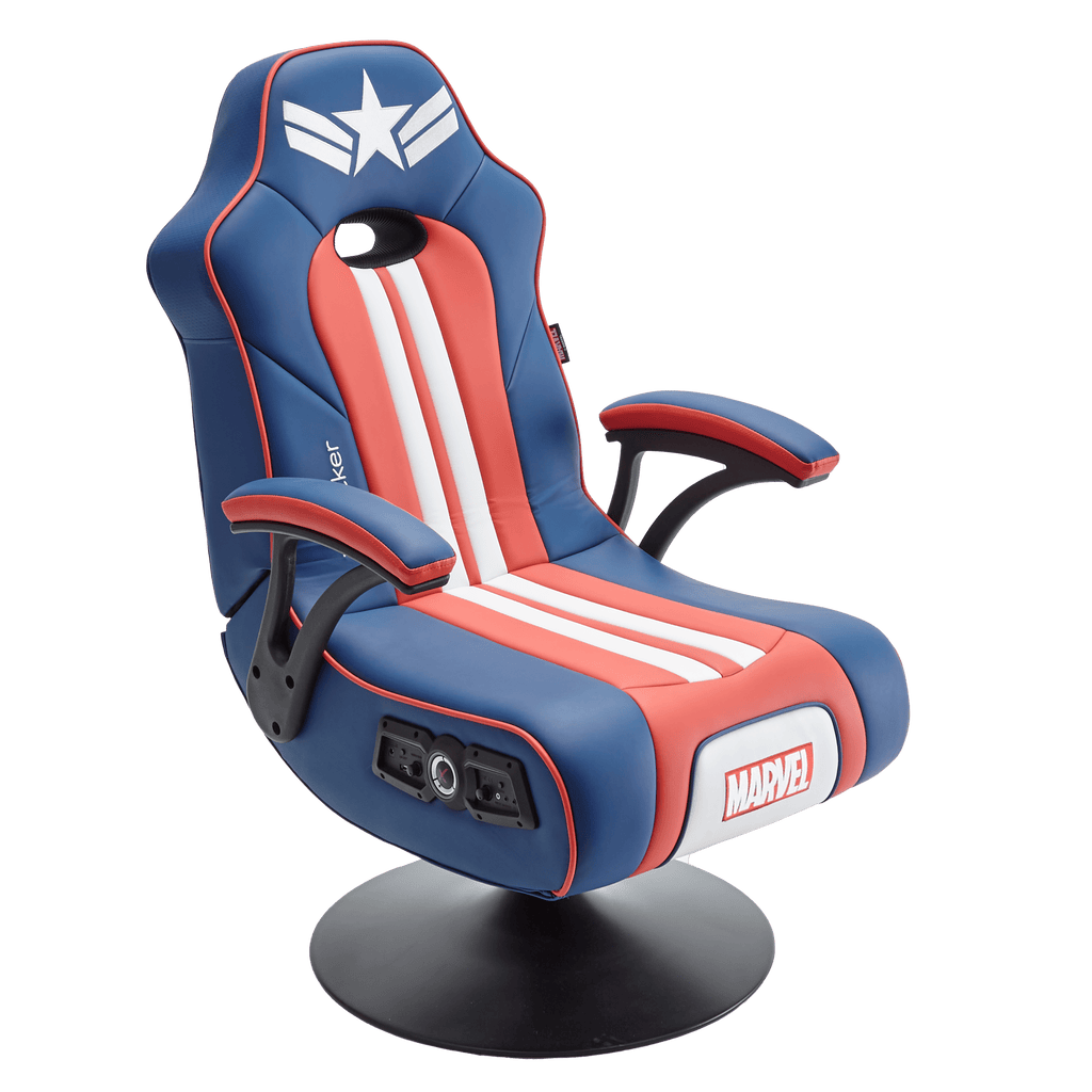 Officially Licensed Marvel Captain America Elite 2.1 Audio Console Pedestal Gaming Chair