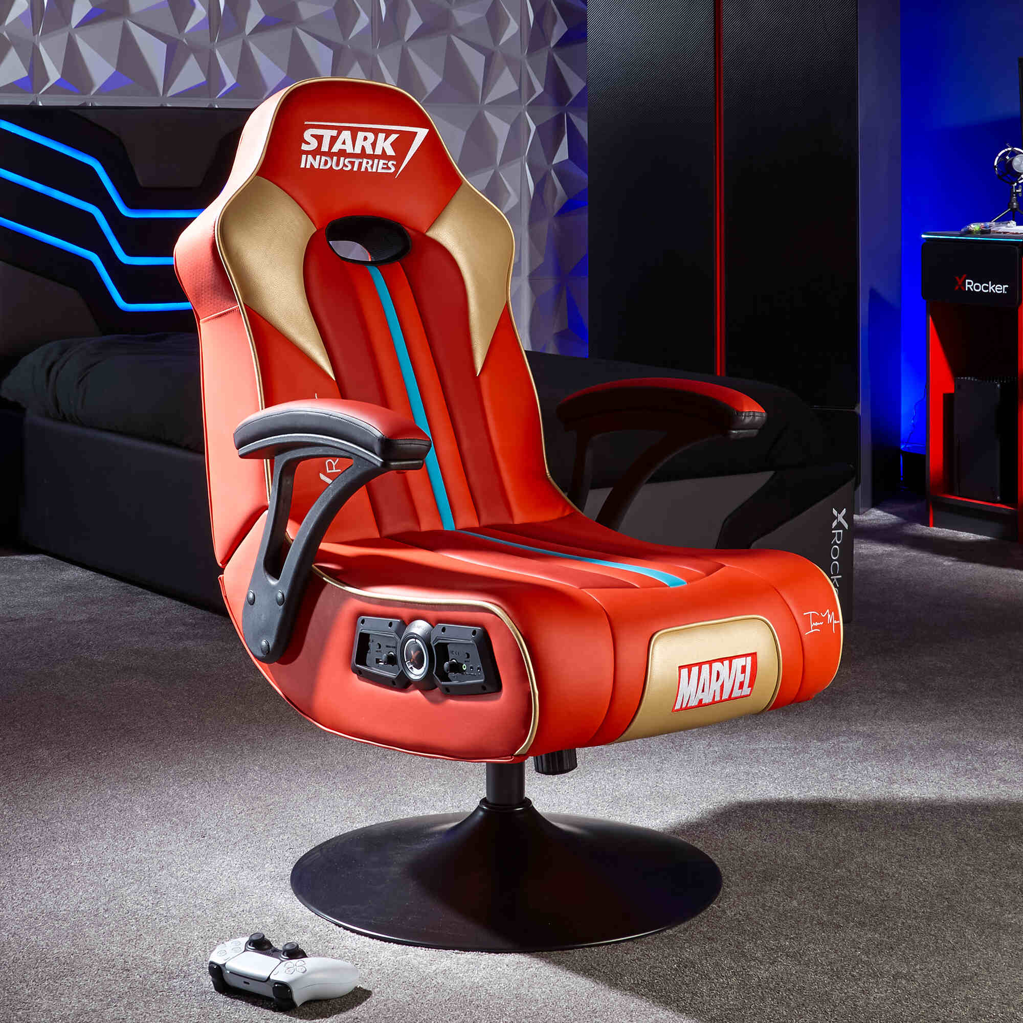 Premium Marvel Iron Man Elite 2.1 Audio Pedestal Console Gaming Chair