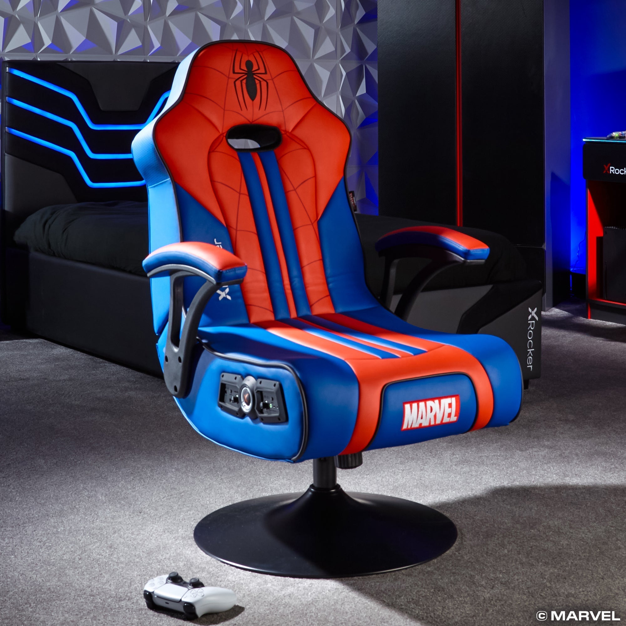 Official Marvel Spider-Man X Rocker Elite 2.1 Audio Pedestal Gaming Chair