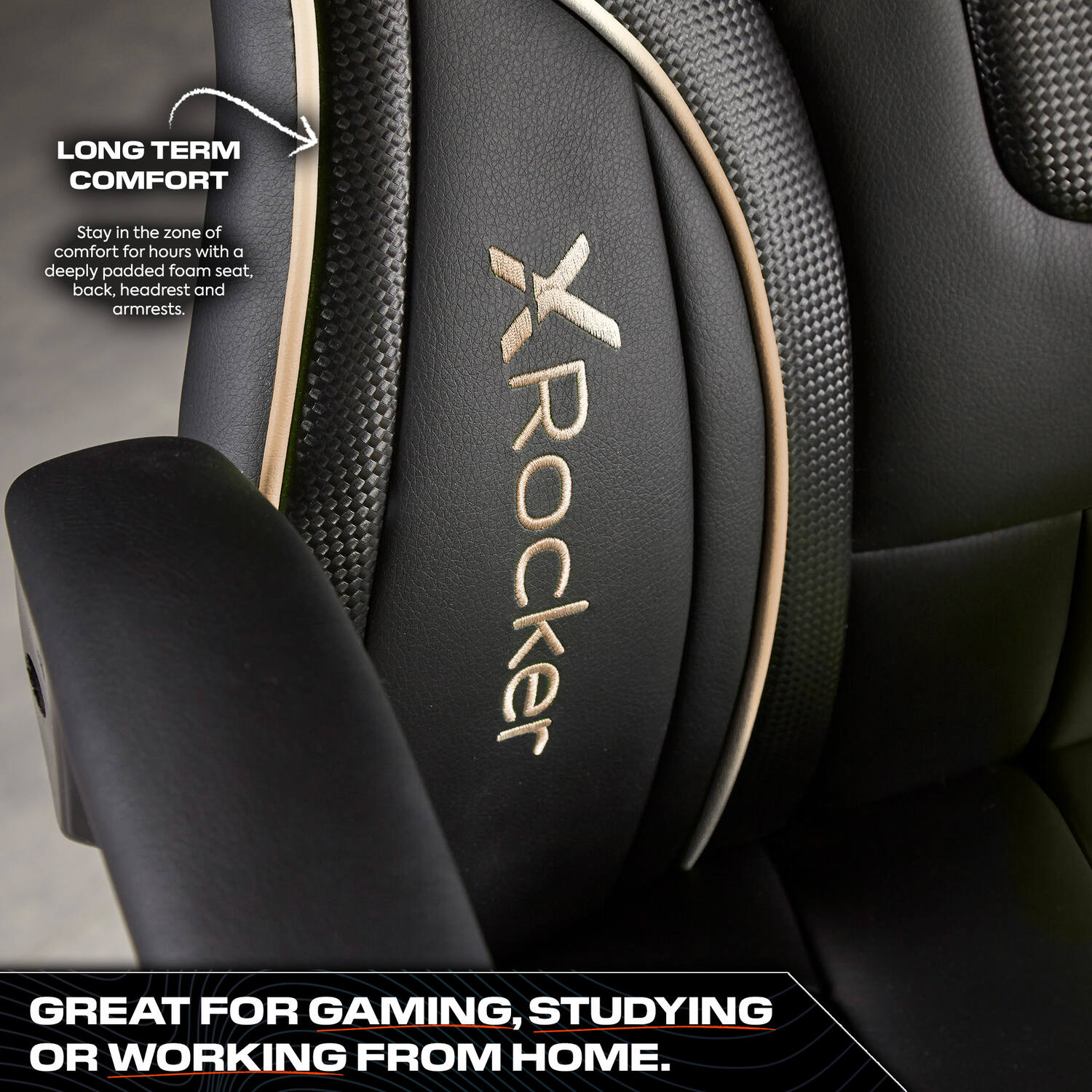 Maverick Ergonomic PC Office Gaming Chair: Premium Black Gold Adjustable Comfort