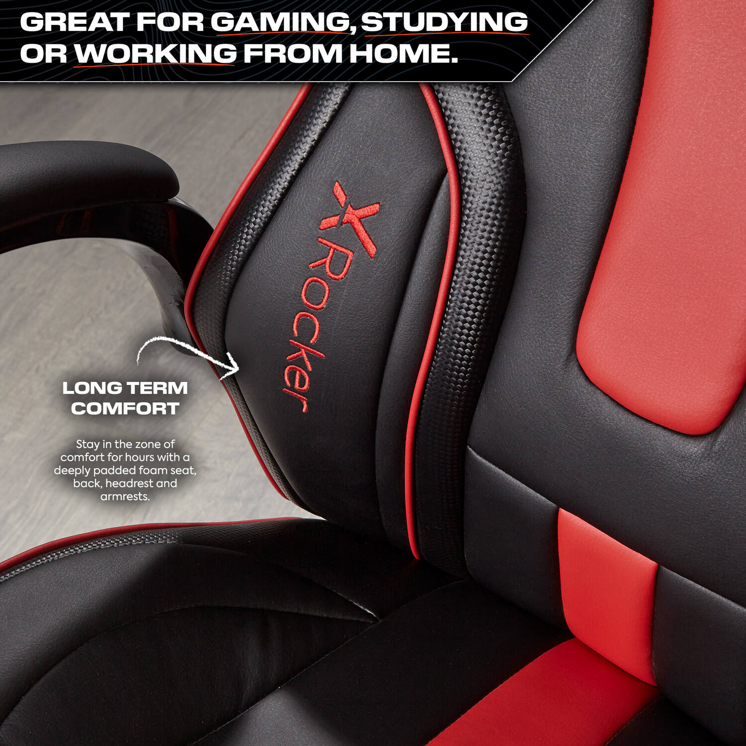 X Rocker Maverick Ergonomic Gaming Chair - Black/Red PC Office Seat
