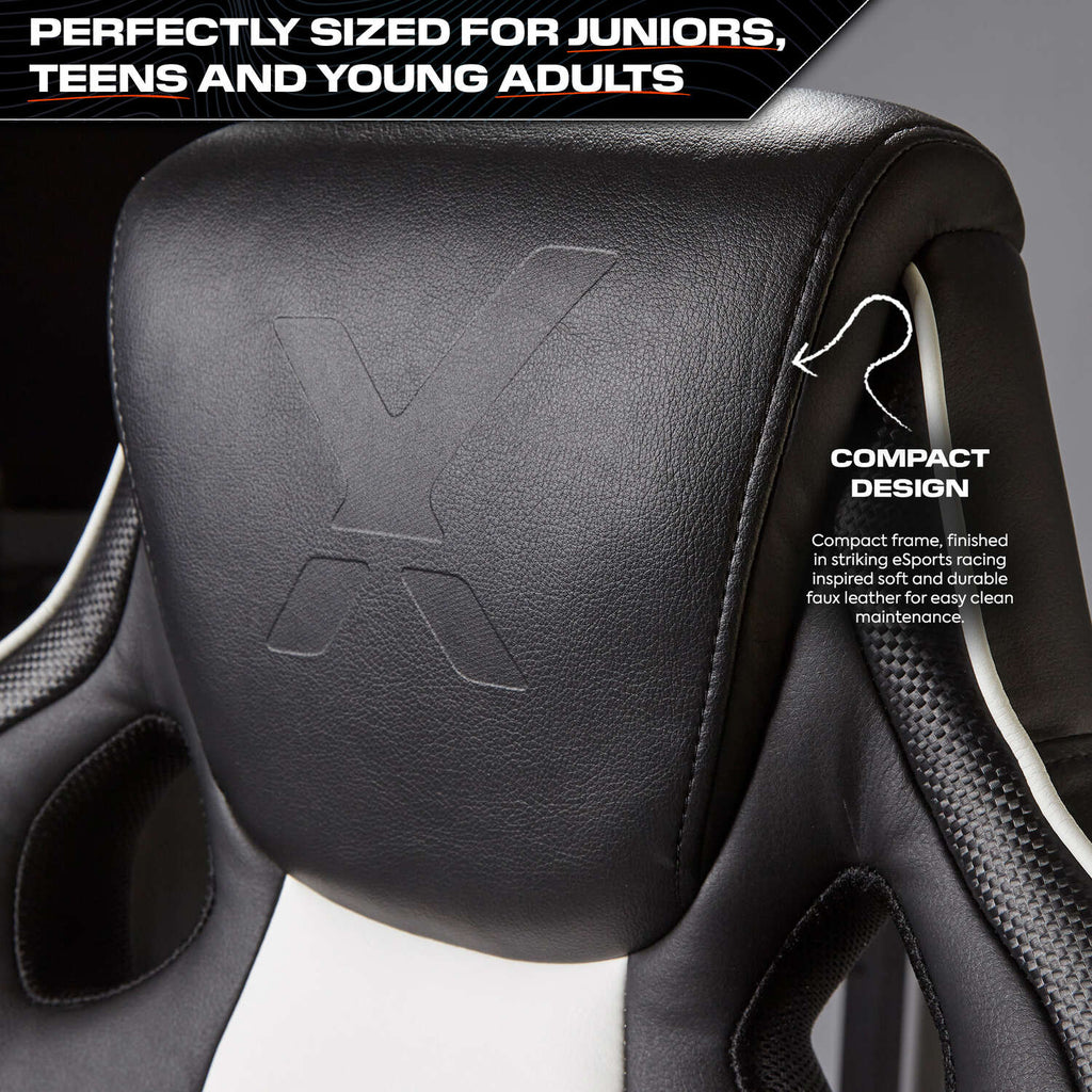 Maverick Ergonomic Gaming Office Chair - Black/White Faux Leather Comfort