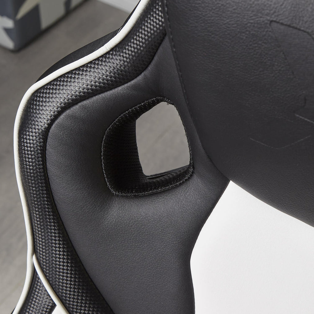 Maverick Ergonomic Gaming Office Chair - Black/White Faux Leather Comfort