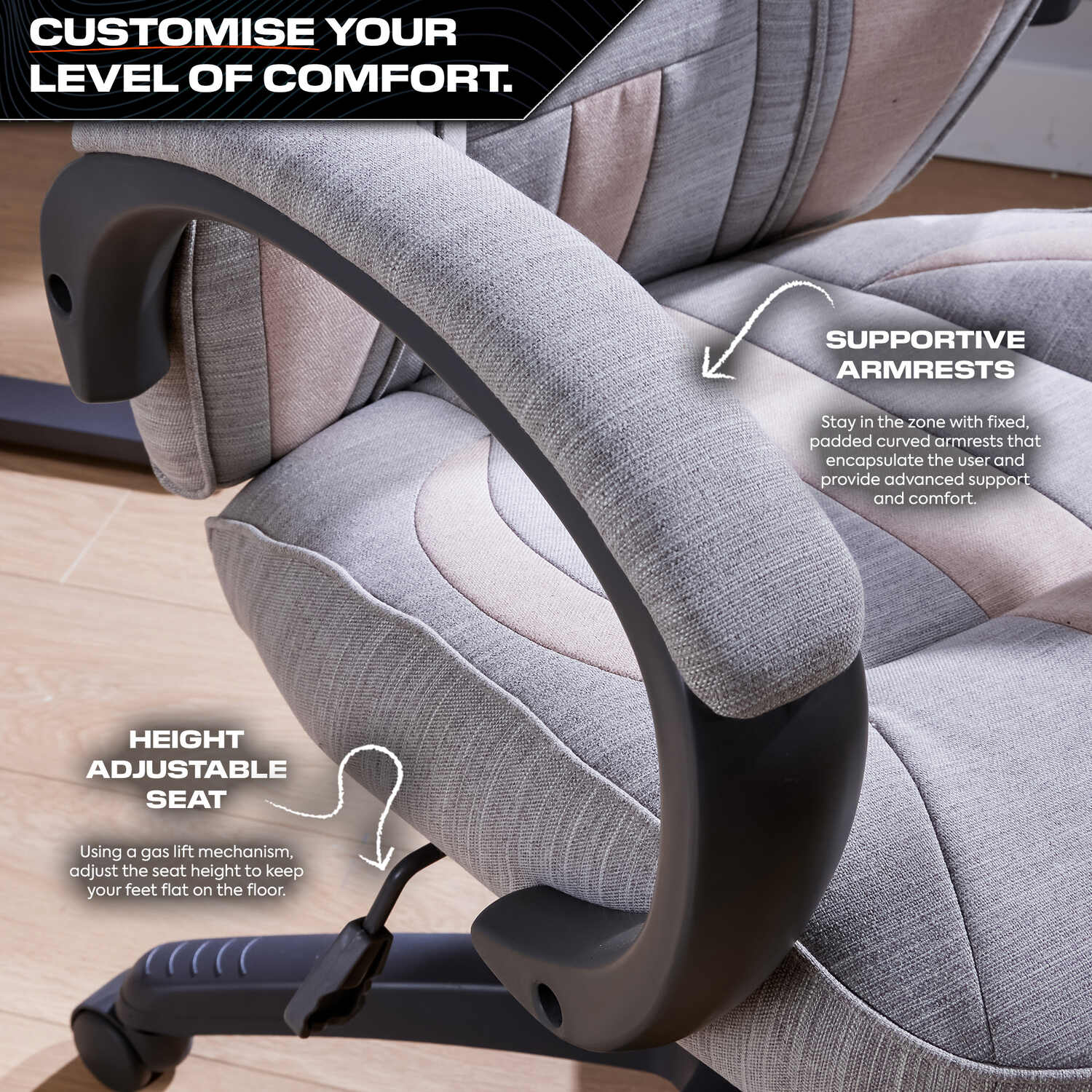 X Rocker Maverick Ergonomic Fabric Gaming Office Chair with Lumbar Support