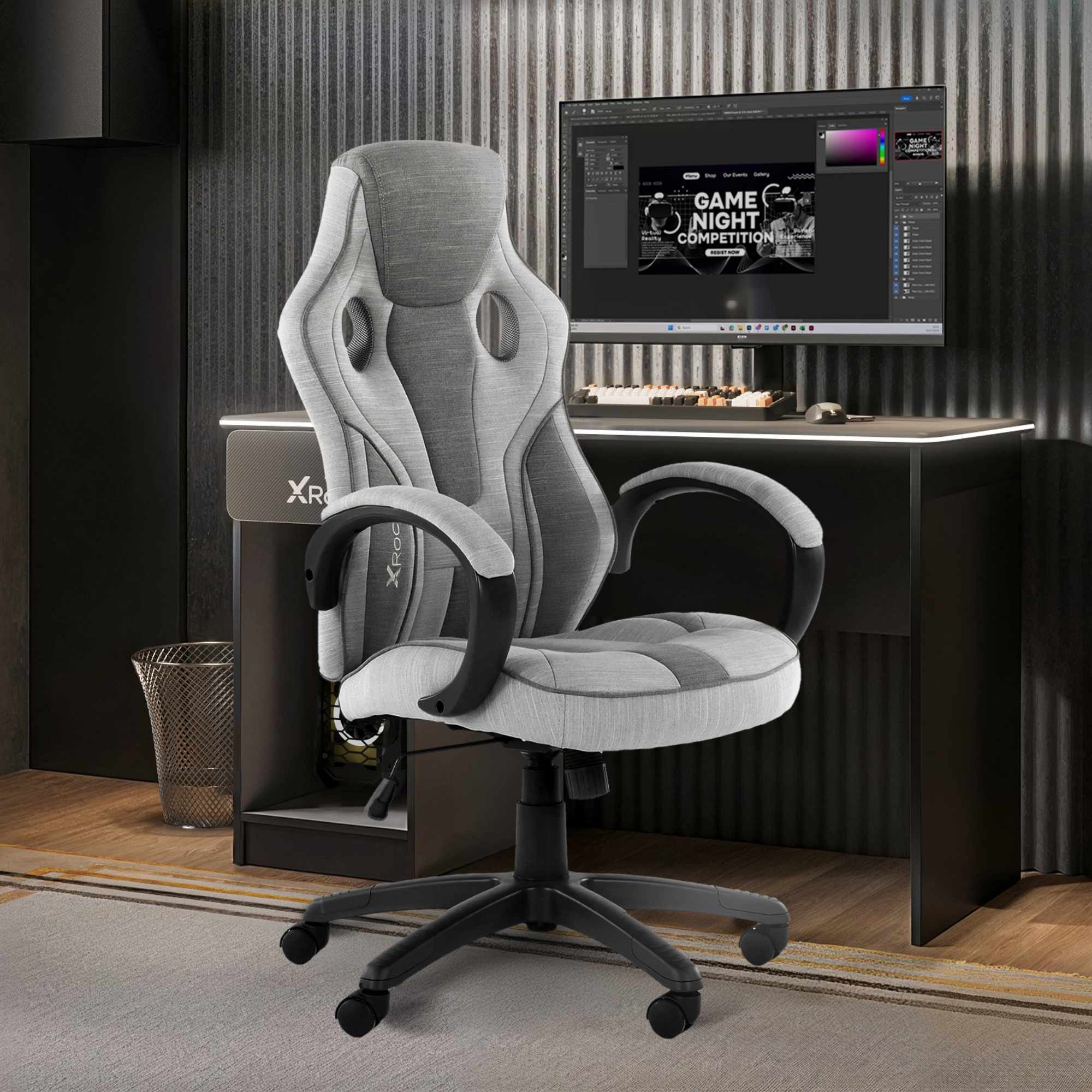 Maverick Ergonomic Fabric Gaming Office Chair: Adjustable Height, Lumbar Support