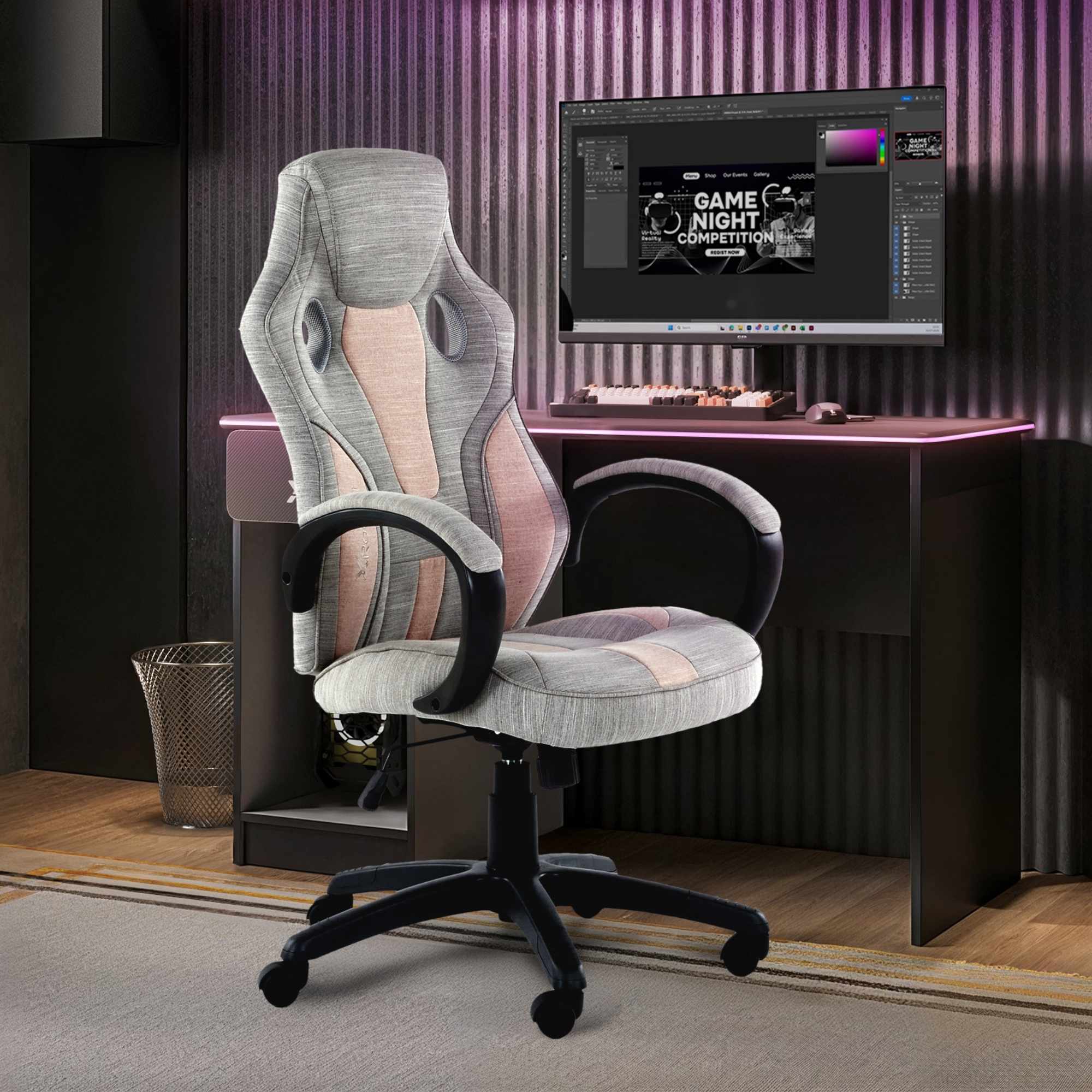 X Rocker Maverick Ergonomic Fabric Gaming Office Chair with Lumbar Support