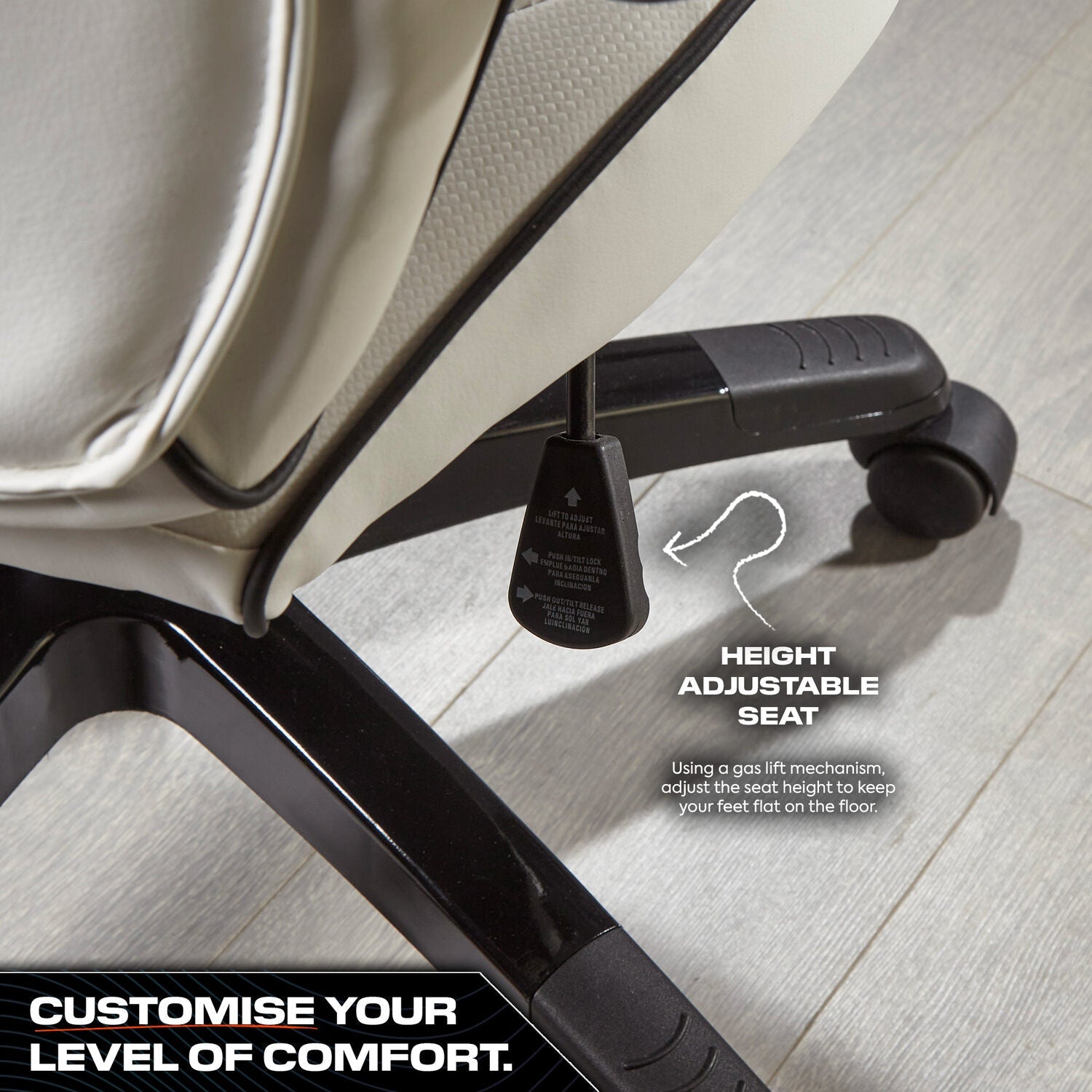 Maverick Ergonomic PC Gaming Office Chair with Adjustable Faux Leather, White/Black