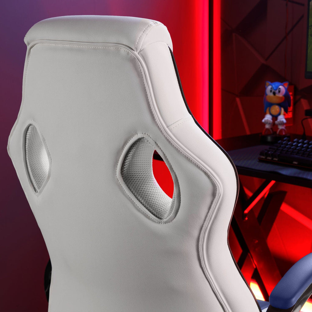 Maverick Ergonomic PC Office Gaming Chair: Premium White & Blue Comfort