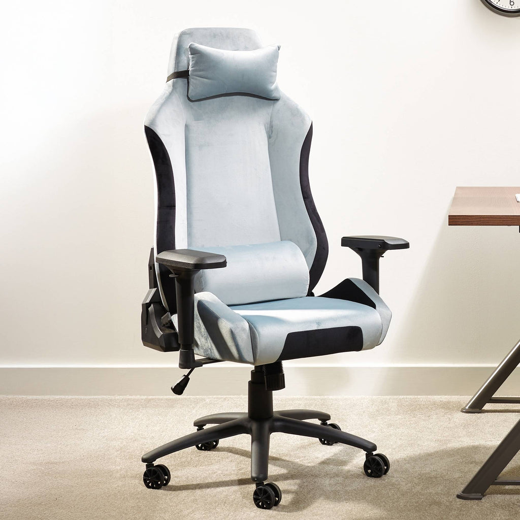 Messina Ergonomic Silver Fabric Gaming Office Chair with Adjustable Support