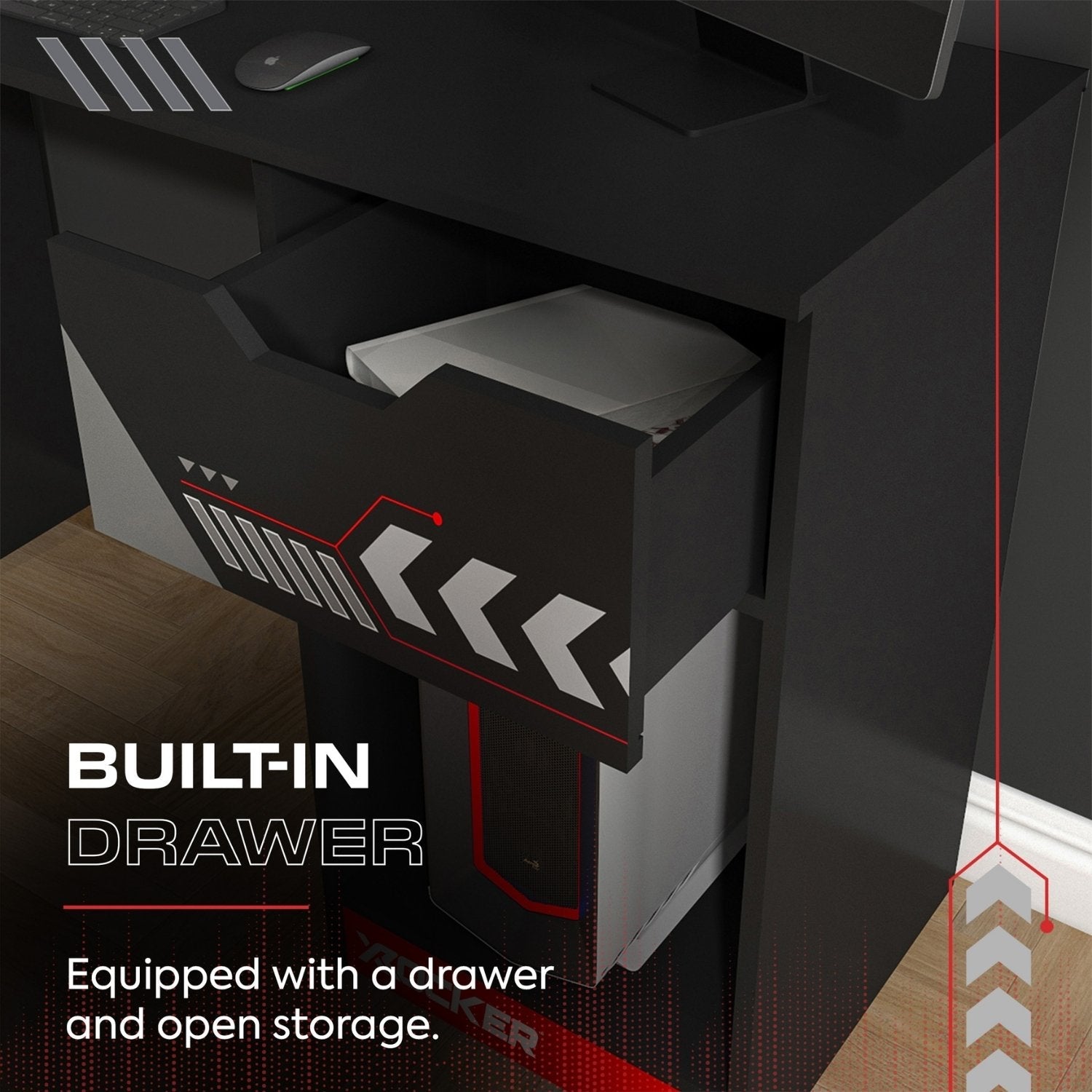 X Rocker Octane 43-inch Gaming Desk with Storage Drawer for PC Setup