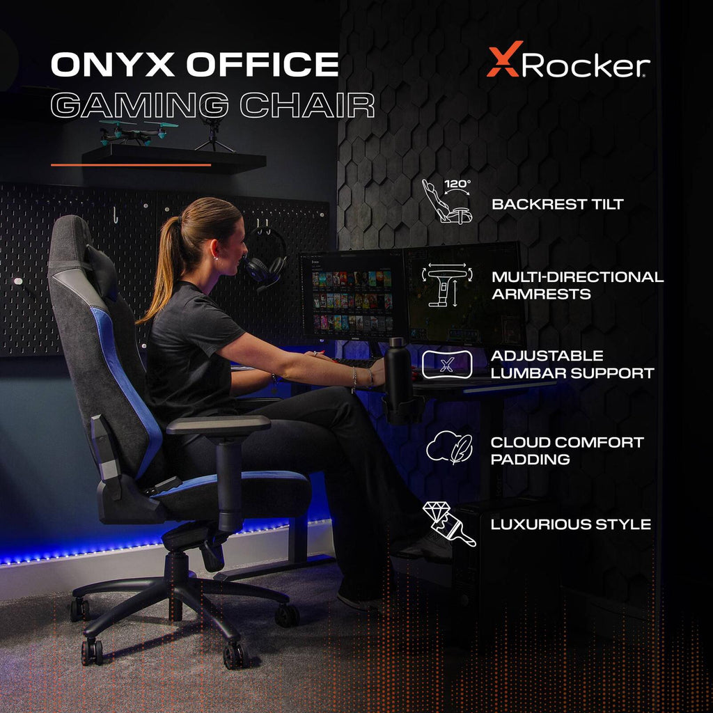 Onyx Ergonomic PC Gaming Chair: Plush Velvet, PU Leather, 4D Armrests, Reclining