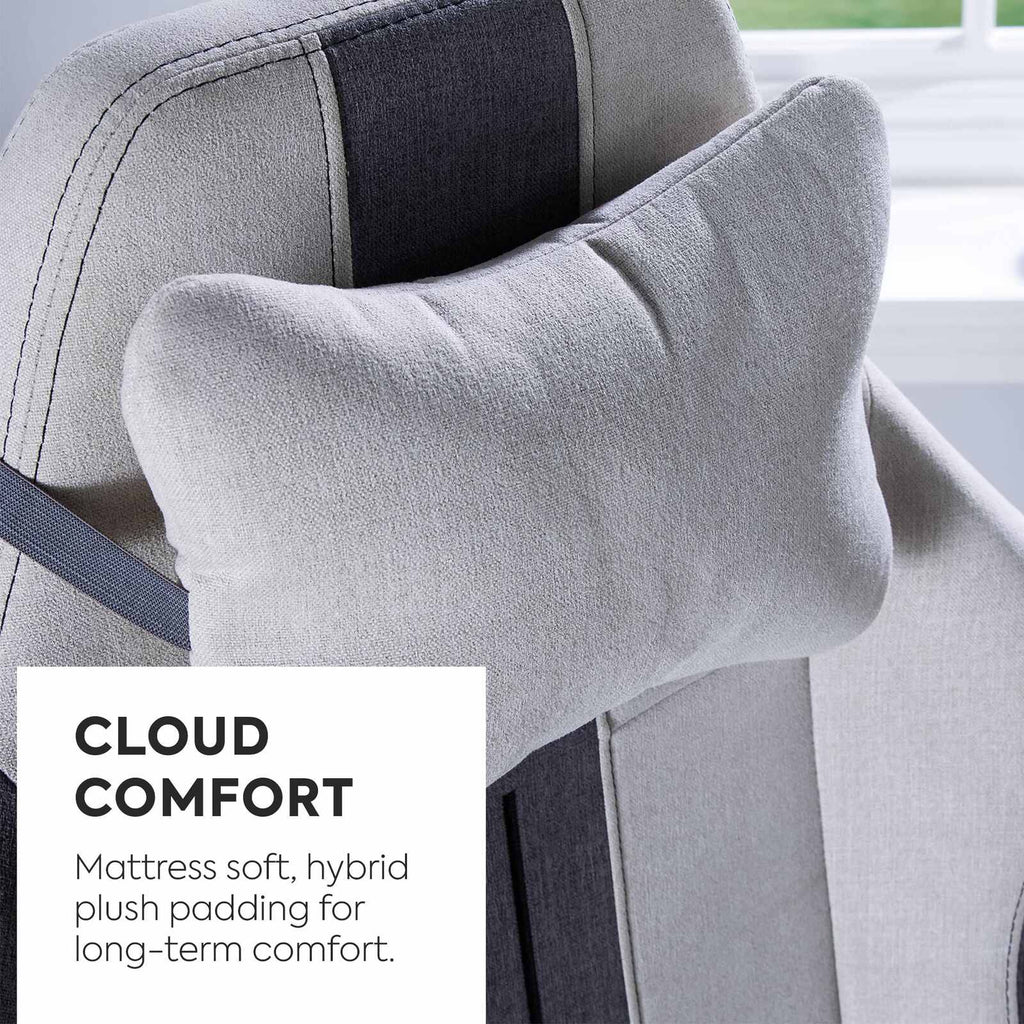 Onyx Ergonomic PC Gaming Office Chair - Fabric Slate Grey Adjustable Support