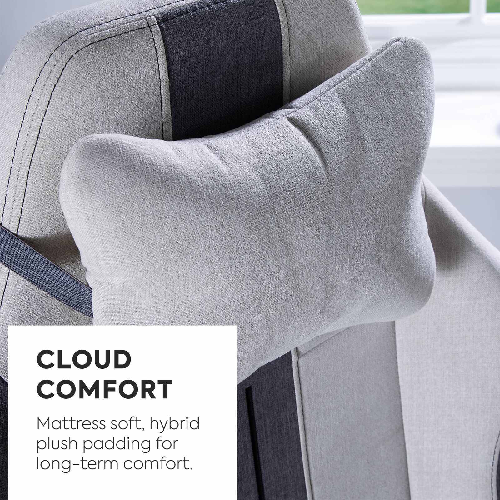 Onyx Ergonomic PC Gaming Office Chair - Fabric Slate Grey Adjustable Support