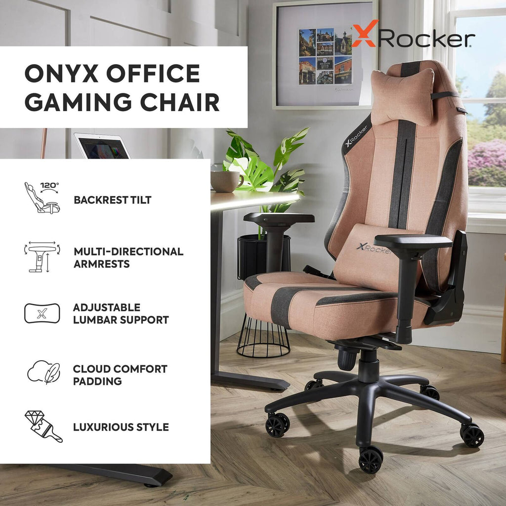 X Rocker Onyx Ergonomic Fabric Gaming Office Chair with 4D Armrests