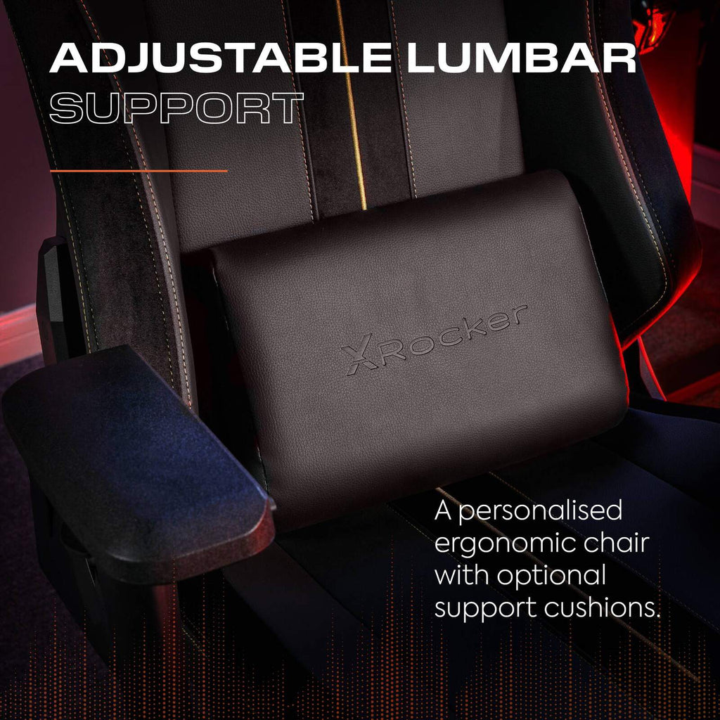 Onyx Ergonomic PC Gaming Office Chair - Plush Fabric Black/Gold