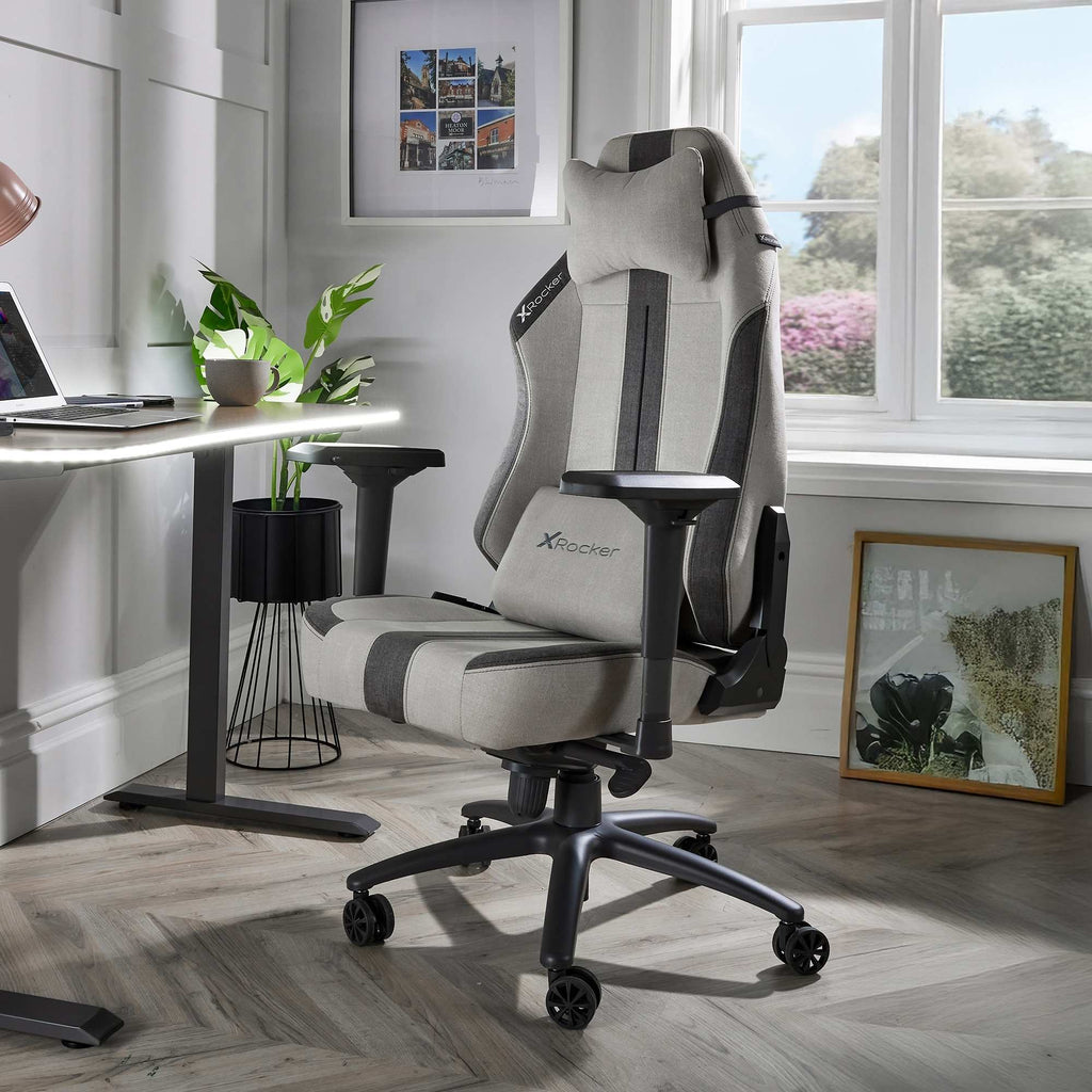 Onyx Ergonomic PC Gaming Office Chair - Fabric Slate Grey Adjustable Support