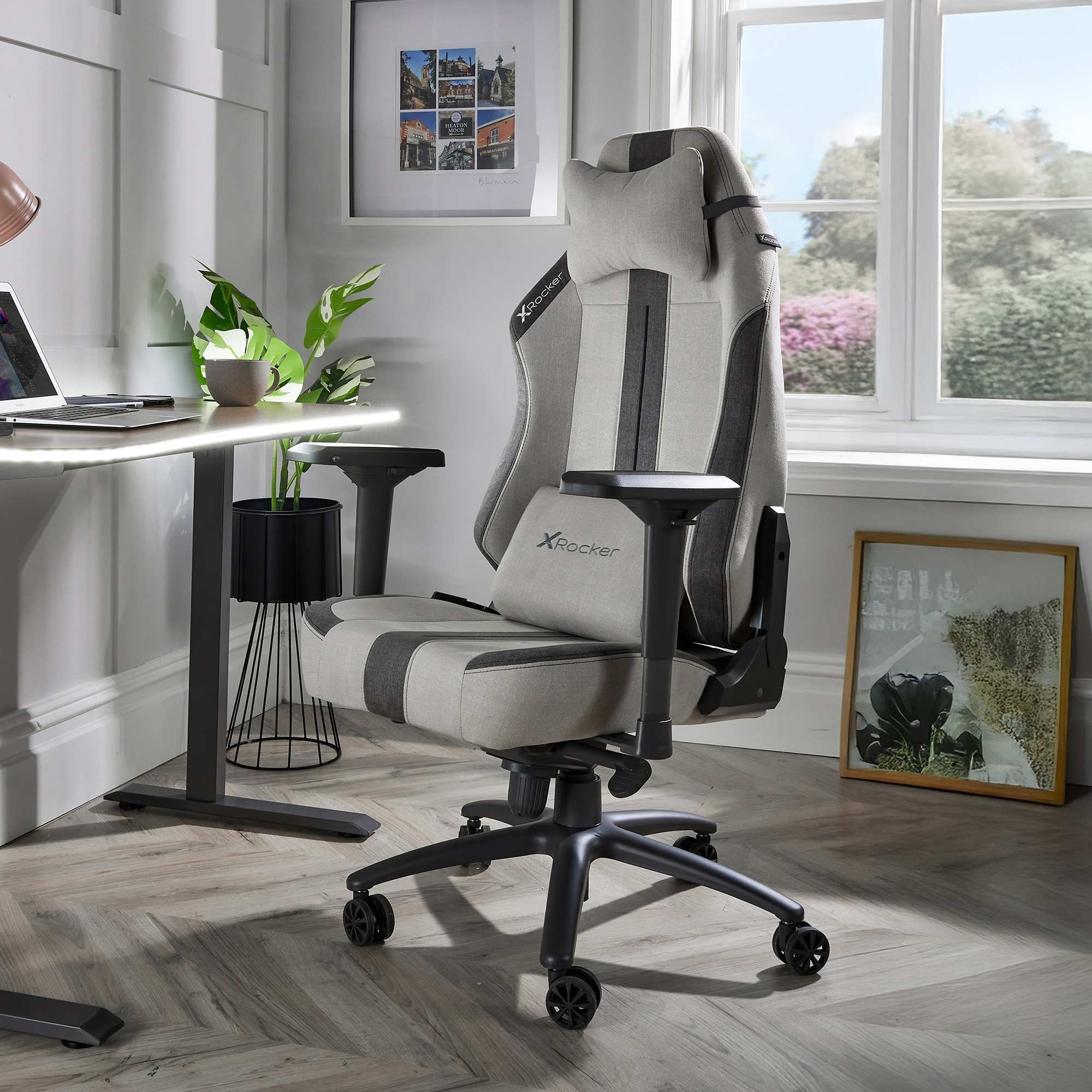 Onyx Ergonomic PC Gaming Office Chair - Fabric Slate Grey Adjustable Support