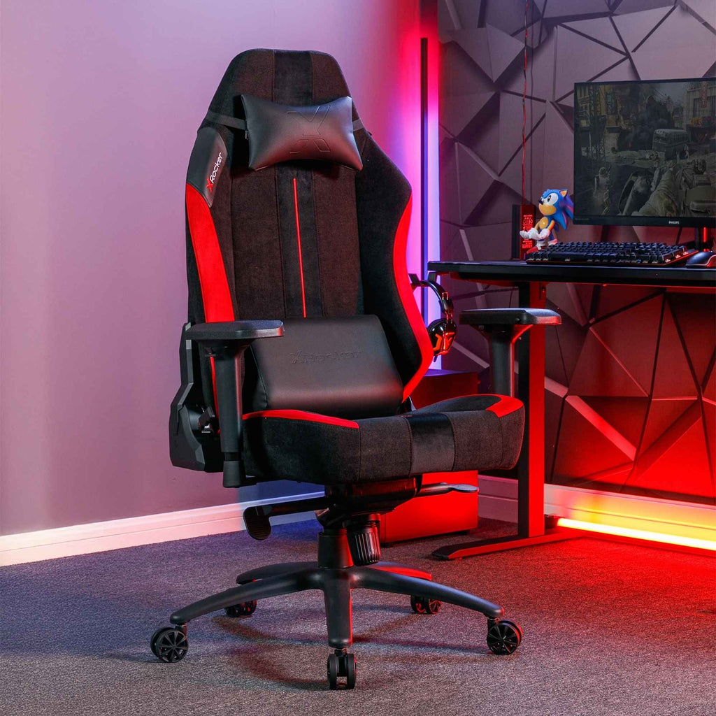 Onyx Ergonomic Gaming Office Chair: Premium Fabric, PU Leather, Red Accents