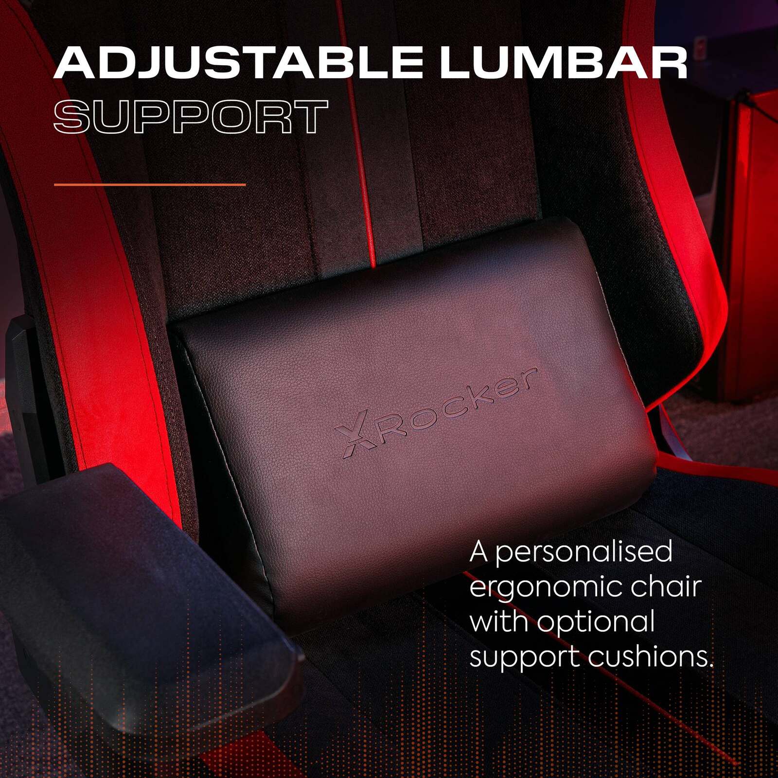 Onyx Ergonomic Gaming Office Chair: Premium Fabric, PU Leather, Red Accents