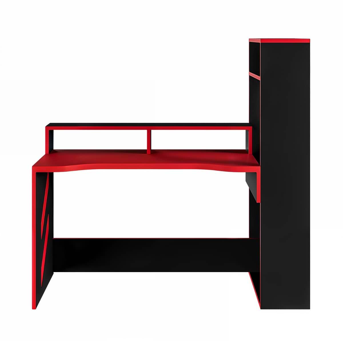 Recoil Pixel Gaming Desk: Ergonomic, Dual Monitor, Expandable, Black & Red Design