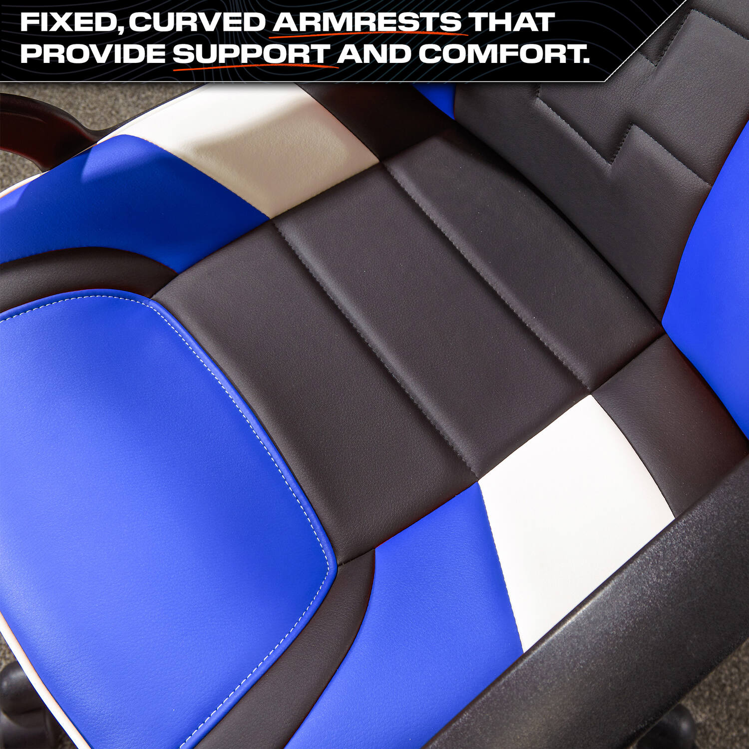 X Rocker Saturn Ergonomic Blue Faux Leather Mid-Back Gaming Office Chair