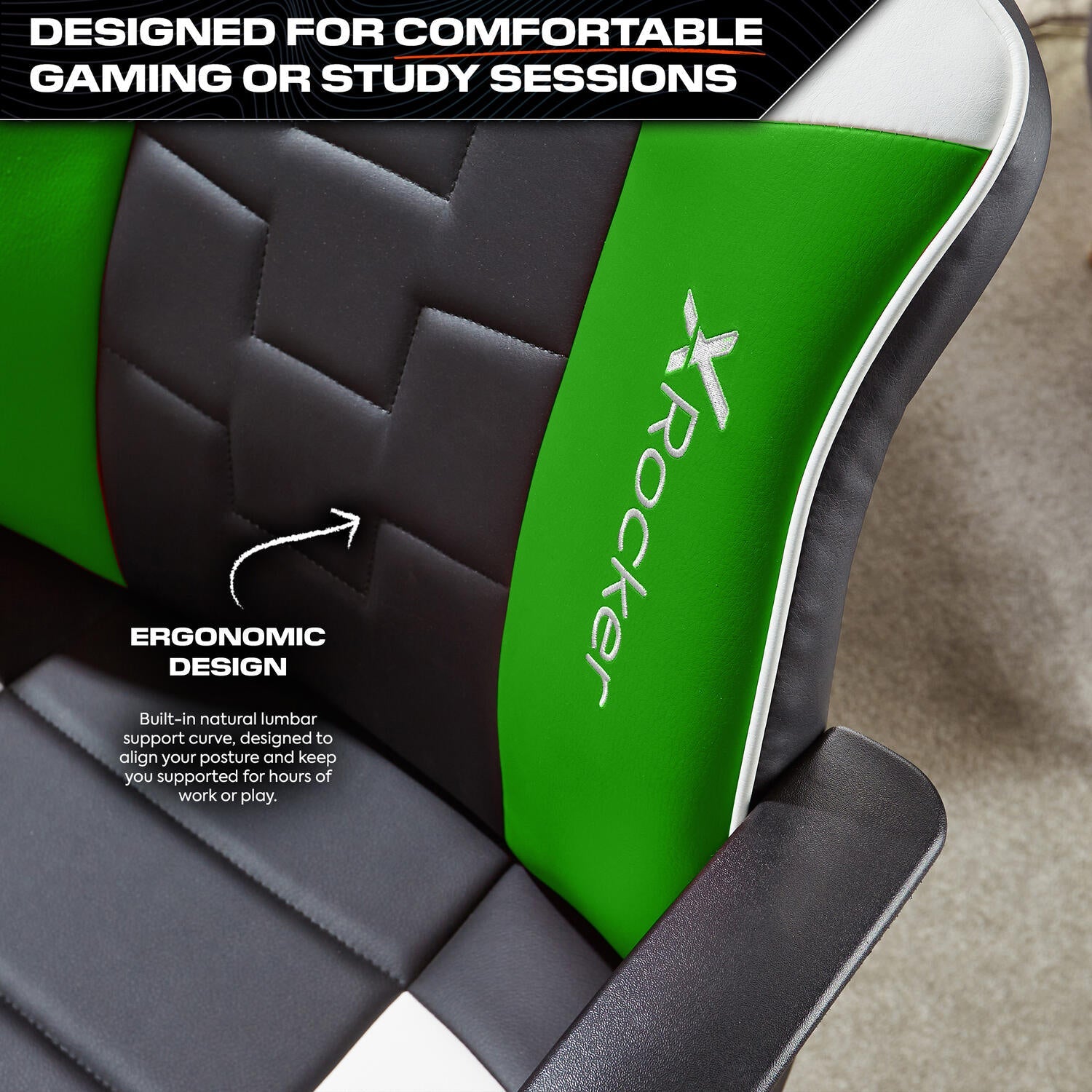Saturn Ergonomic Mid-Back PC Gaming Office Chair, Green Faux Leather