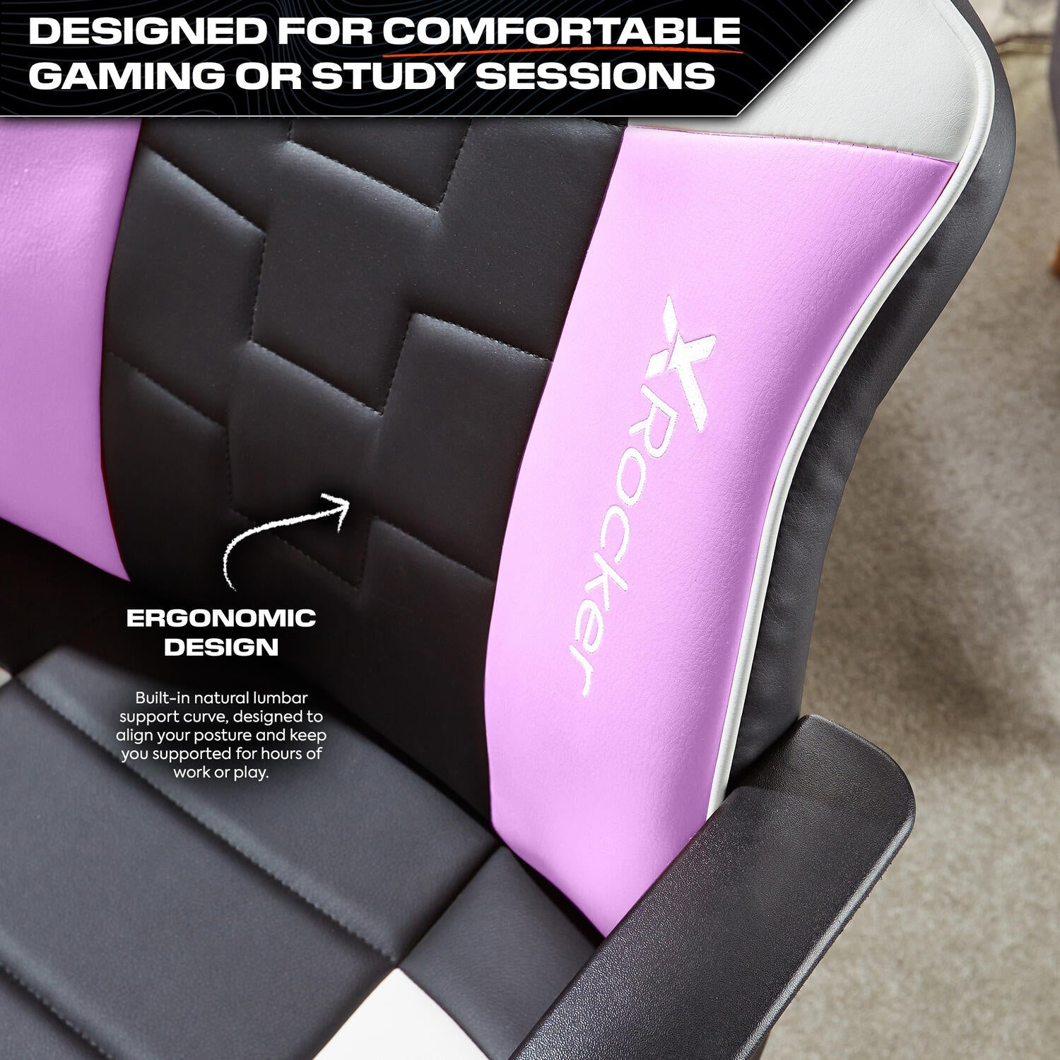 X Rocker Saturn Ergonomic Pink Gaming Office Chair - Adjustable Mid-Back