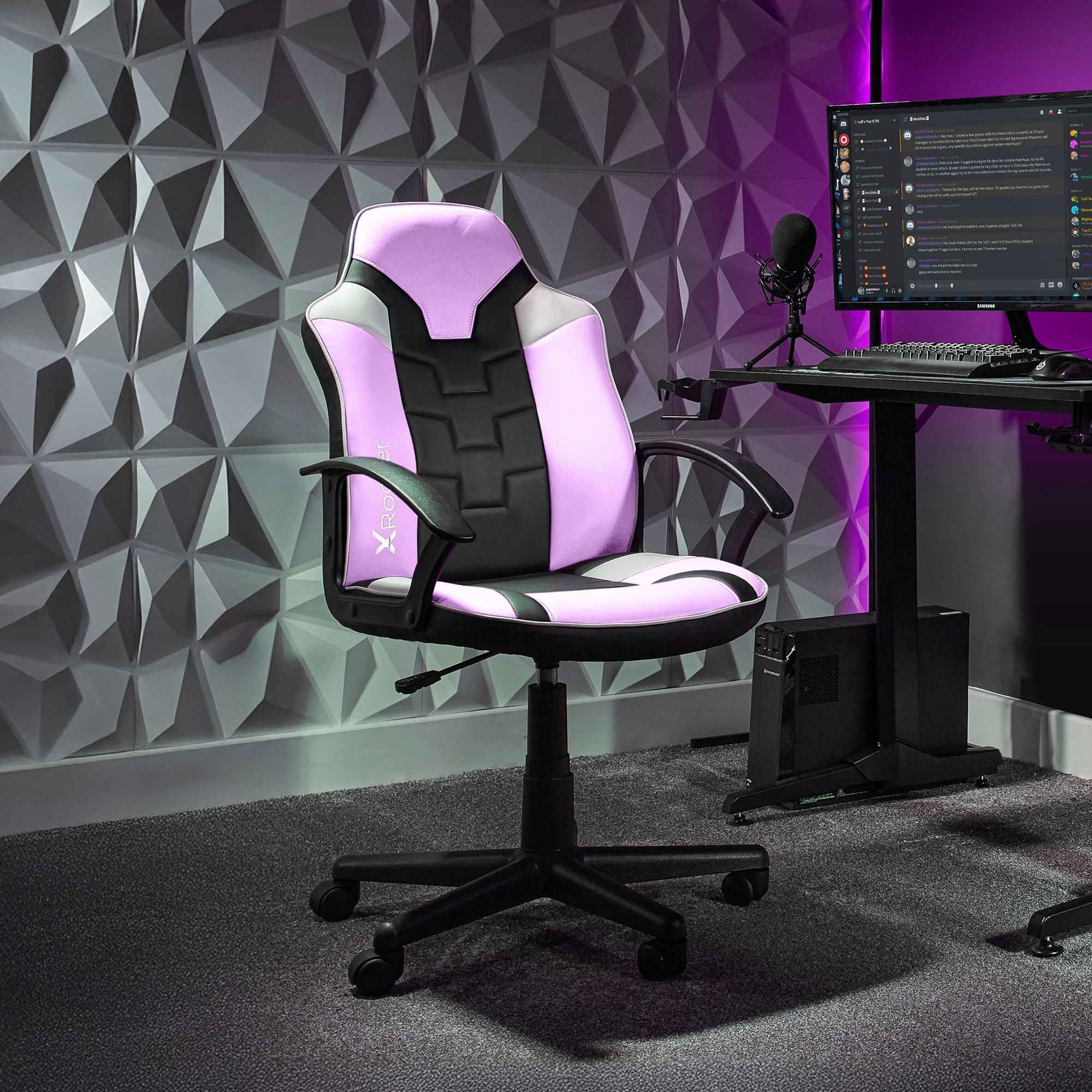 X Rocker Saturn Ergonomic Pink Gaming Office Chair - Adjustable Mid-Back