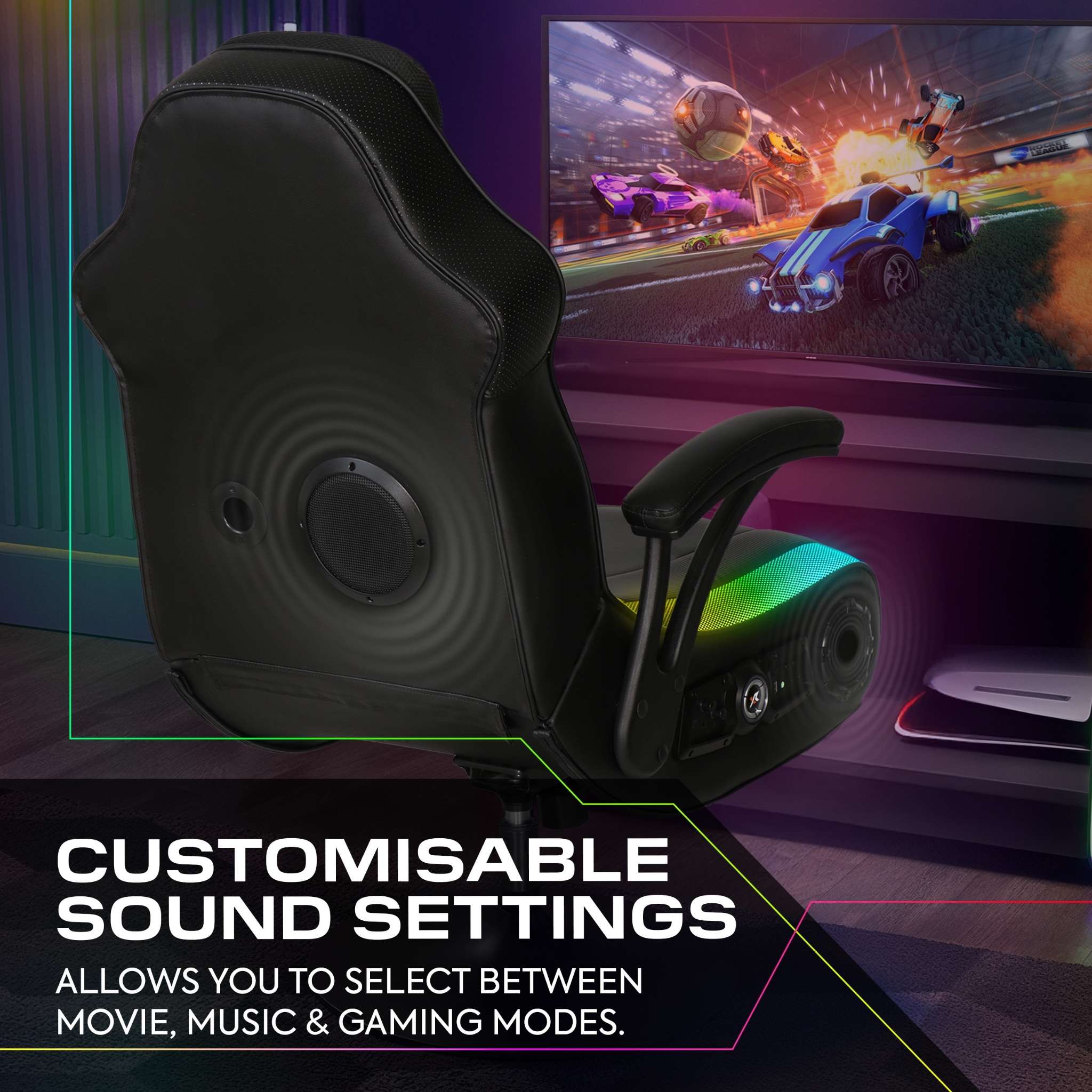 X Rocker Monsoon RGB 4.1 Audio Console Gaming Chair with Immersive LED Lighting