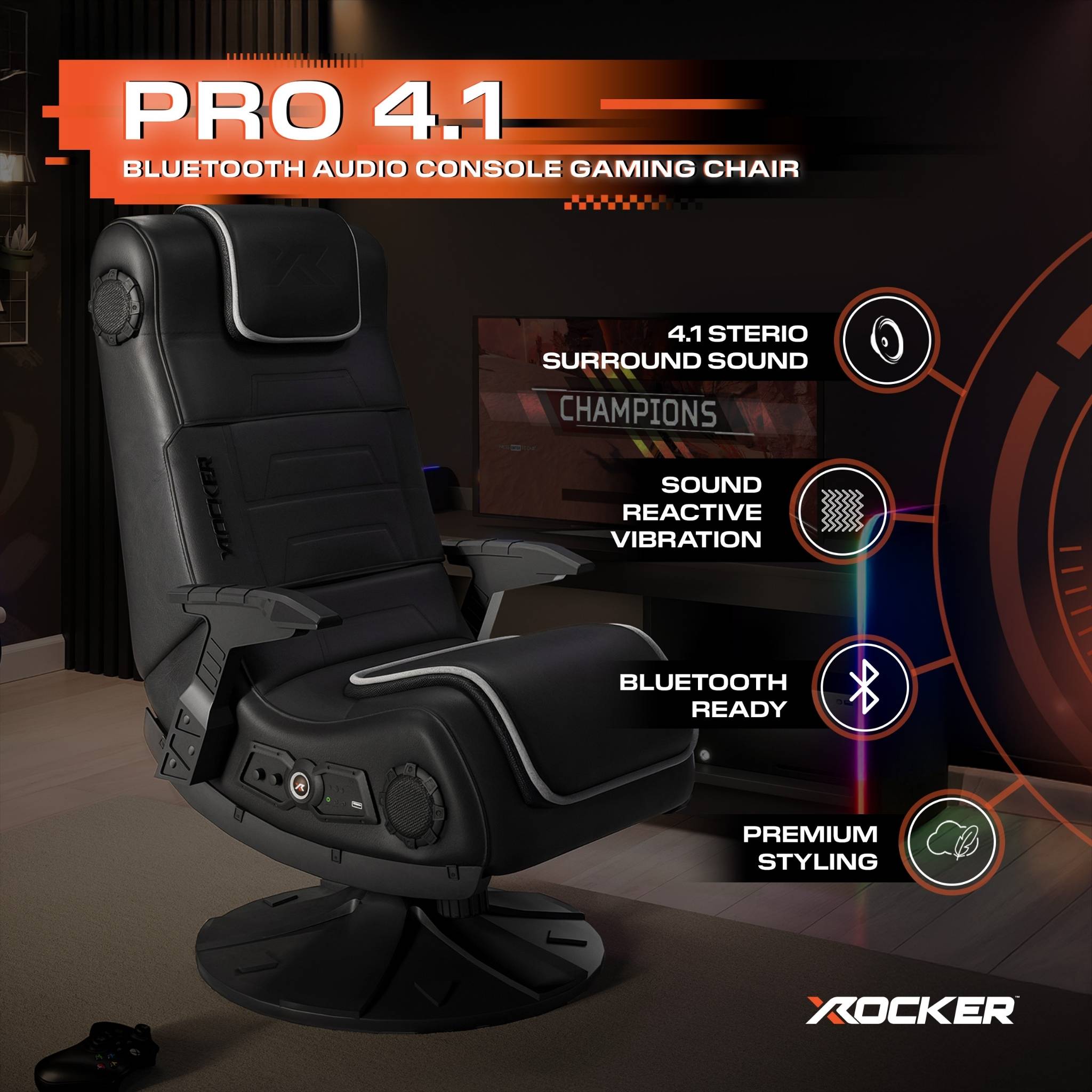 X Rocker Pro 4.1 Pedestal Gaming Chair - Immersive Surround Sound Console